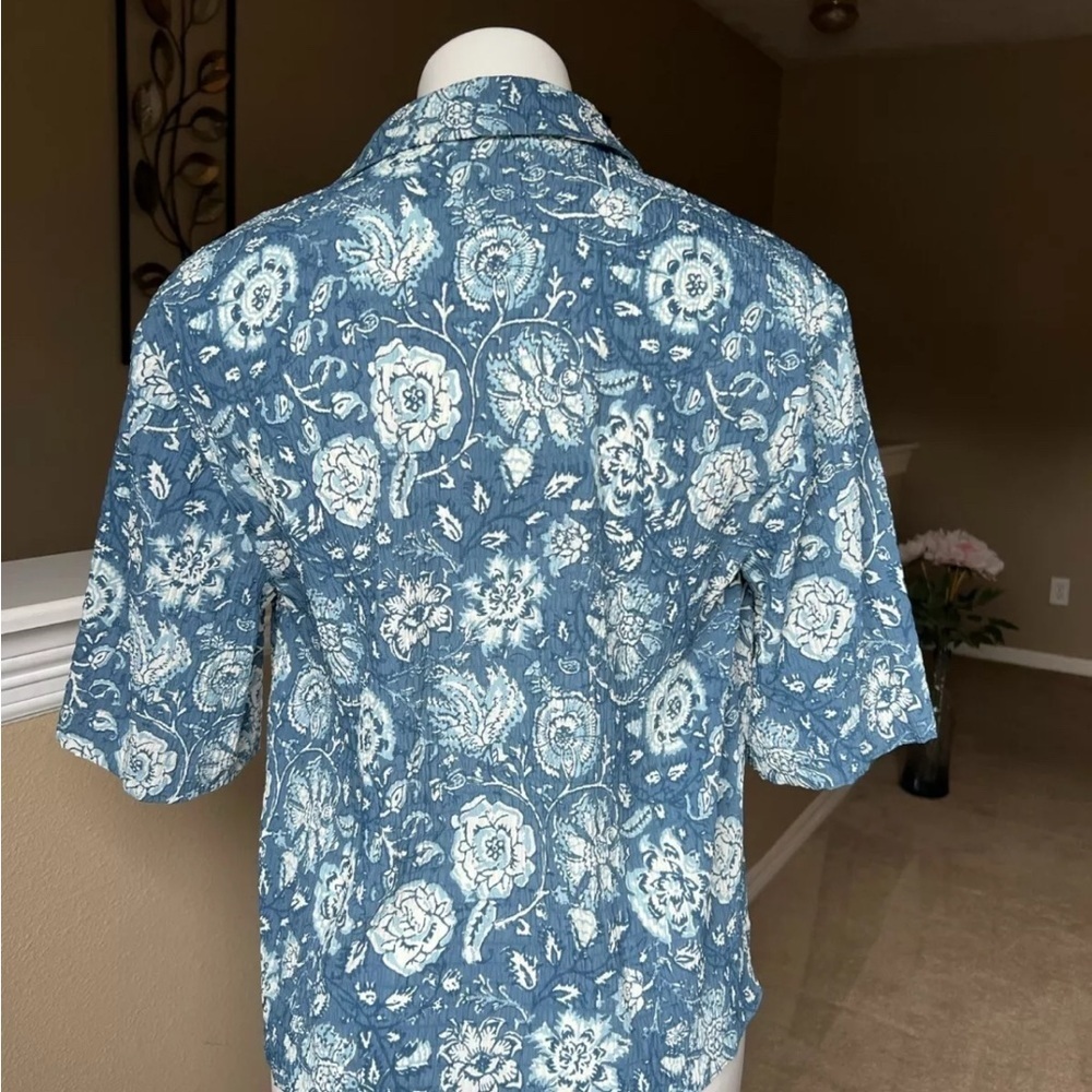 Zara Floral Blue Women's Top Size Medium - Picture 3 of 6